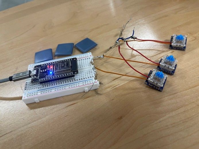 Accessible macro pad prototype with three large physical switches