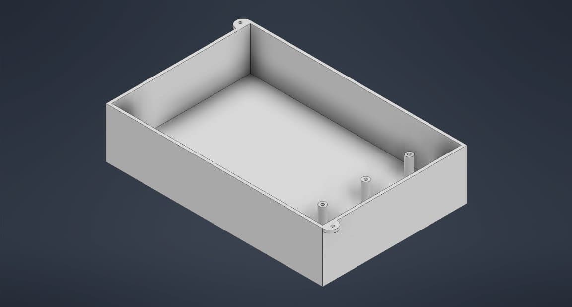 CAD model of the macro pad enclosure with internal mounting posts